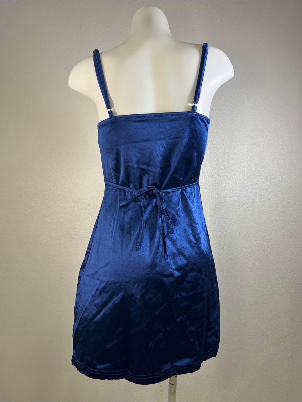 Zaful Navy Blue Satin Cowl-Neck Midi Slip Dress SMALL - Picture 3 of 9